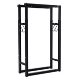 SWANEW Verstellbare Kaminholzregal, Feuerholzregal Metall, Brennholzregal mit 4 Haken