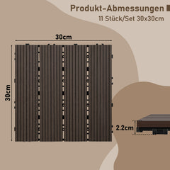 SWANEW WPC Terrassenfliesen, 30x30 cm, WPC Fliesen Balkonfliesen, 1㎡-5㎡ Klickfliese