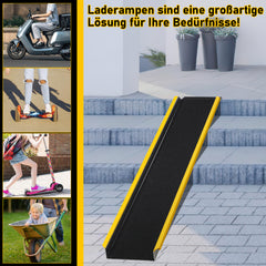 SWANEW 2 Stück Auffahrrampe, 118cm Alu Rollstuhlrampe, Laderampe Tragfähigkeit 300kg