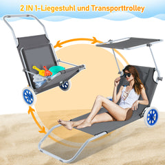 SWANEW Sonnenliege Alu mit 2 Rädern klappbar Strandliege Gartenliege
