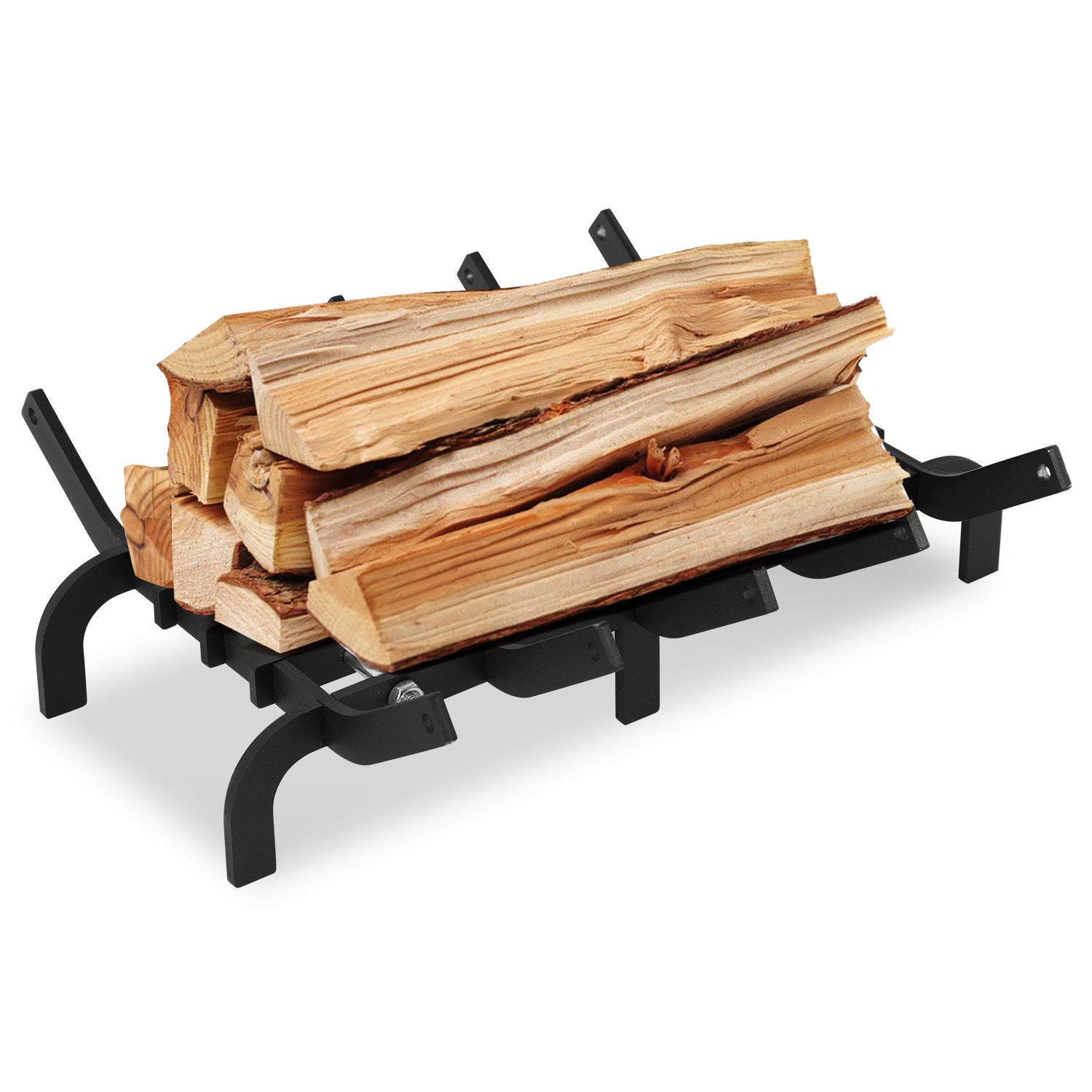 SWANEW Kaminrost Gussrost Holzregal Feuerrost für Kamineinsatz V-förmig