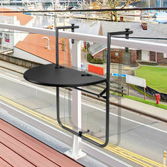 Balkontisch klappbar Hängetisch, klapptisch Balkongeländer, 3-Fach höhenverstellbarer balkontisch zum einhängen, 60 x 40 cm Halbrund Balkontisch klappbar Schwarz