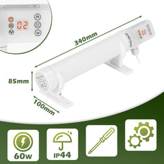 SWANEW Gewächshausheizung mit thermostat, Gewächshaus Heizung, Elektrische Heizung für Gewächshäuser, Frostwächter