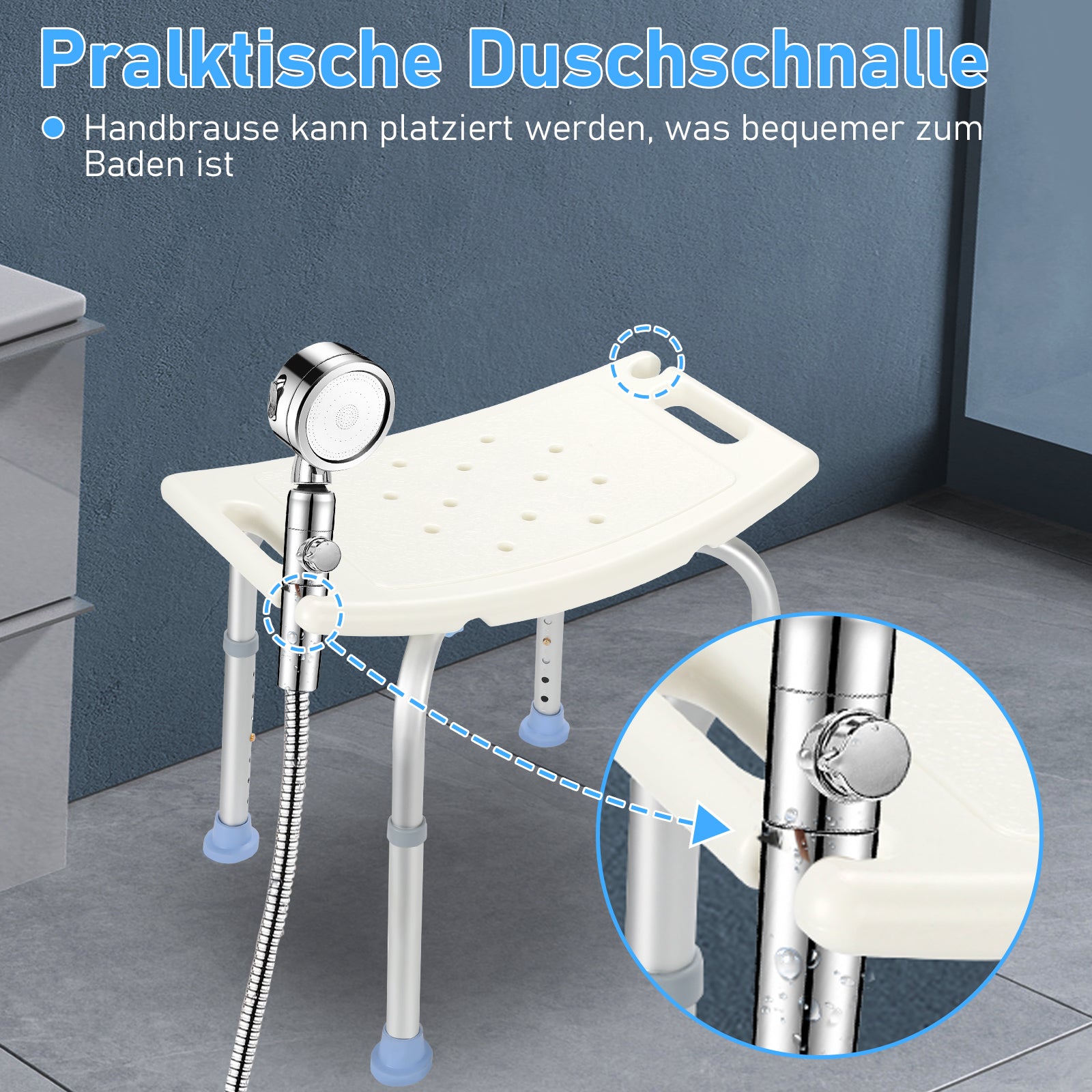 Duschhocker 33-51cm Höhenverstellbar Duschstuhl