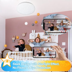 SWANEW 24W Led Deckenleuchte Dimmbar, Sternenhimmel Deckenlampe, mit Fernbedienung, 2160LM, 2700-6500K, IP44