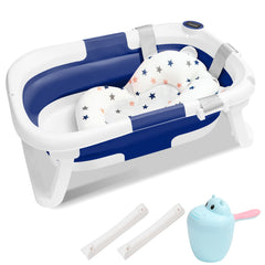 SWANEW 50L Baby Badewanne, Faltbare babywanne mit Anti Stütze, baby wanne mit Echtzeit-Temperaturmessung, Badewanneneinsatz Baby-Badewanne, für Babys 0-6 Jahre