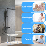 SWANEW Duschhocker 33-51cm Höhenverstellbar Duschstuhl, Stabil Duschhilfe, Anti-Rutsch Duschsitz, Badsitz für Senioren, Menschen, Belastbar bis 136 kg