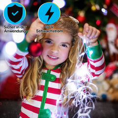SWANEW Solar Eisregen Lichterkette, Solarlichterkette, 5/10/15M Weihnachten Deko