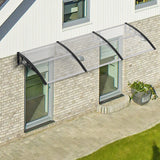 SWANEW Vordach für Haustür 100 x 300cm, 5 mm Überdachung Haustür aus Aluminium und Polycarbonat, Transparentes Pultbogenvordach, Pultvordach, Türdach für draußen Regenschutz