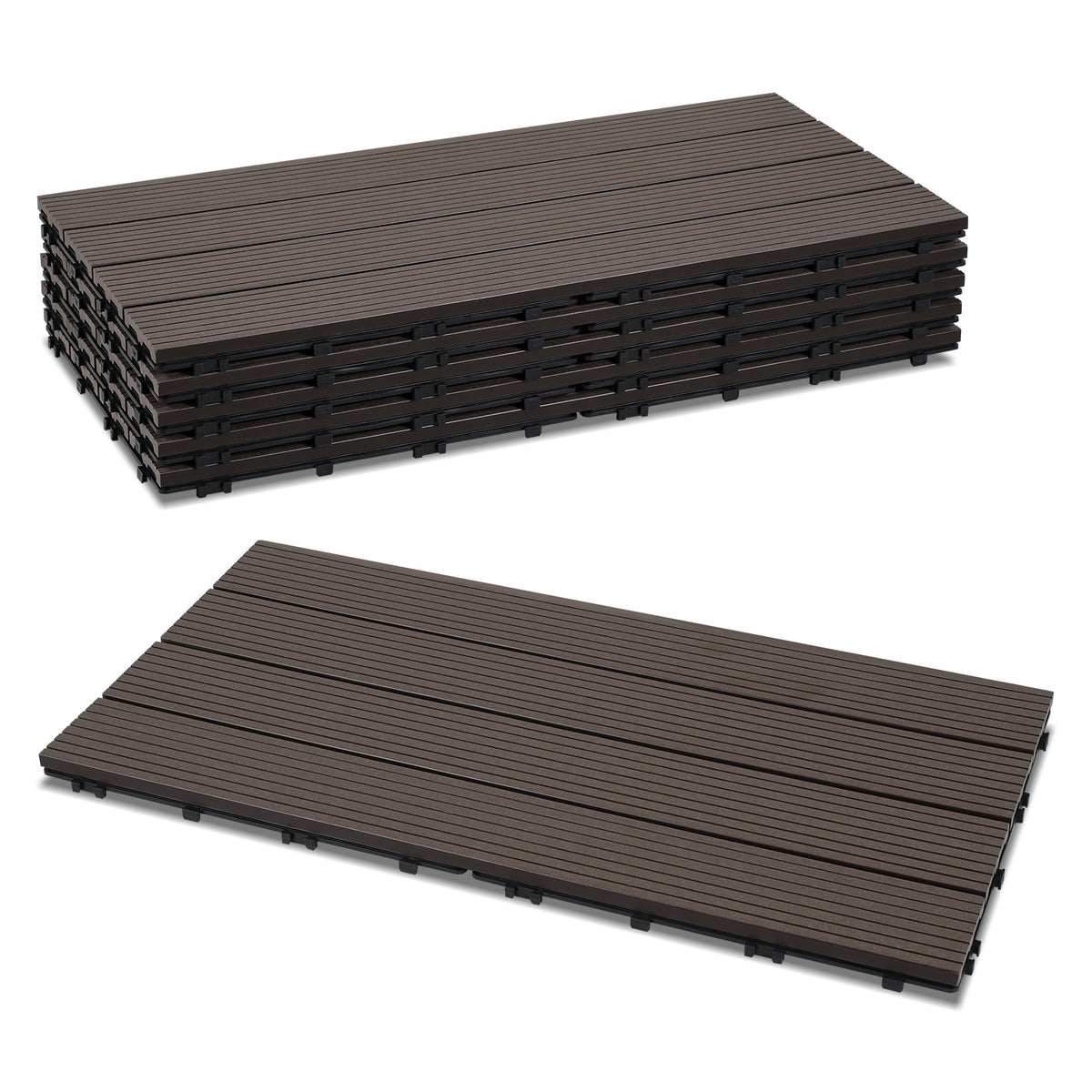 SWANEW WPC Terrassenfliesen, 30x60cm Balkonfliesen, Klickfliesen, Gartenfliesen, 1㎡-5㎡