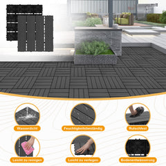 SWANEW WPC Terrassenfliesen, 30x30CM, Gartenfliesen