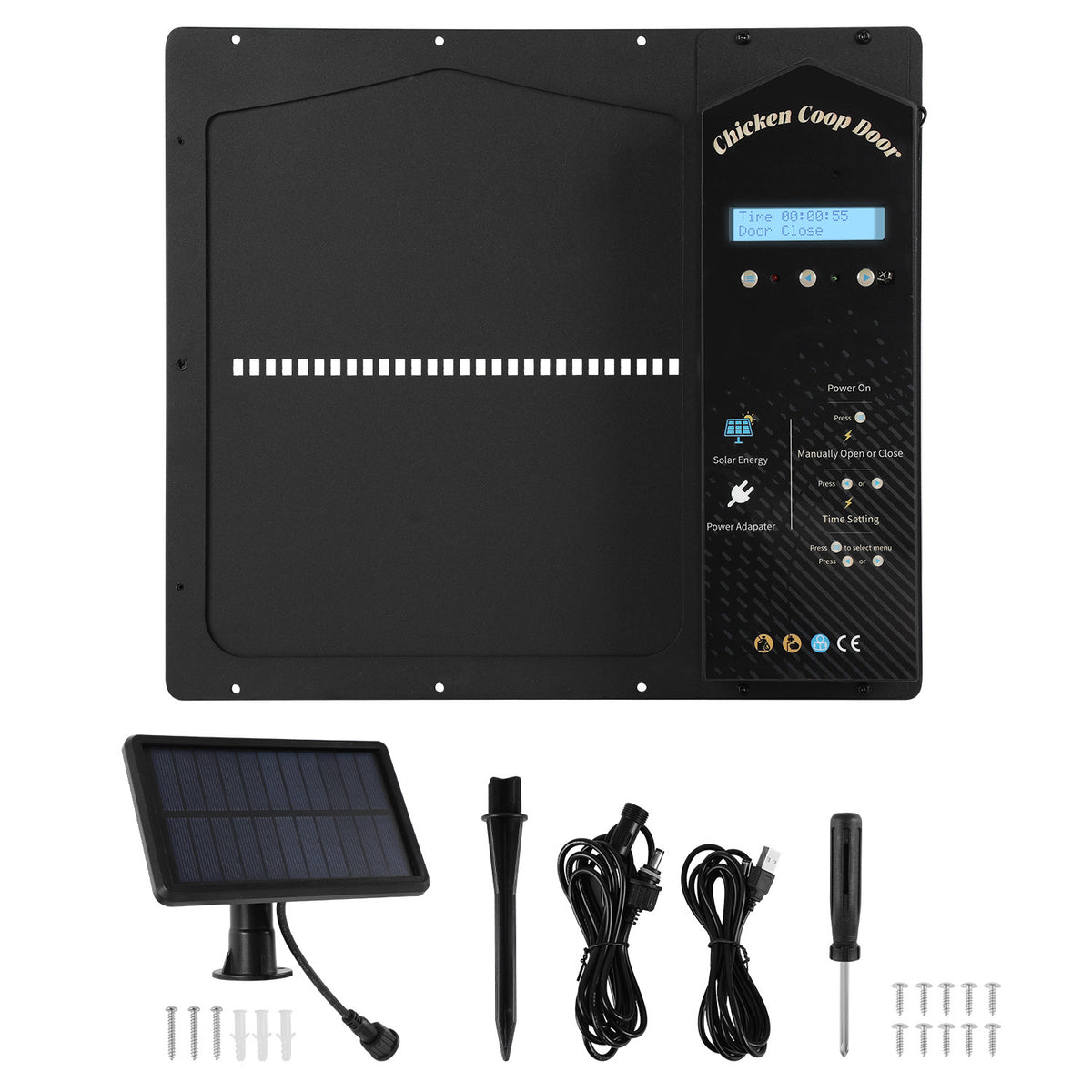 SWANEW Automatische Hühnerklappe Solar, Einklemmschutz, IP65 Wasserdicht, Automatische Hühnertür