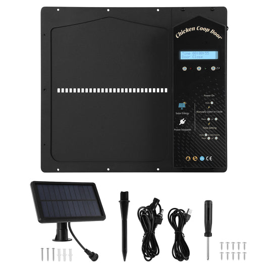 SWANEW Automatische Hühnerklappe Solar, Einklemmschutz, IP65 Wasserdicht, Automatische Hühnertür