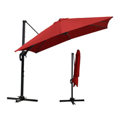 SWANEW Sonnenschirm 300 x 300 cm mit Gartenschirm mit Ständer Ampelschirm, Sonnenschutz UV50+, 360° Drehbar und Kippbar