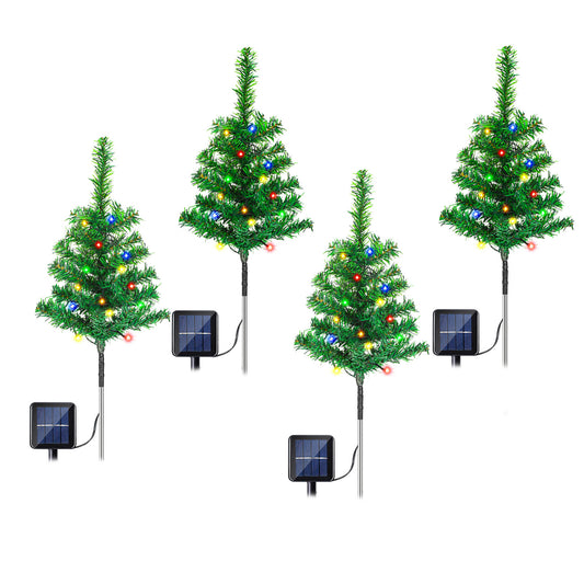 SWANEW LED Solar Weihnachtsbaum 4 PCS Solar Baum Lichter Wasserdicht Farbe Outdoor Weihnachtsbaum Dekorative Lichter Gartenleuchten Weihnachtsdeko für Weihnachten