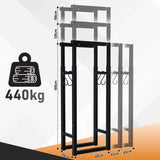 SWANEW Verstellbare Kaminholzregal, Feuerholzregal Metall, Brennholzregal mit 4 Haken