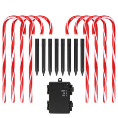 SWANEW Zuckerstangen LED Garten Weihnachtsdeko, 4/8 Stück Zuckerstange Weihnachts Dekoration Leuchtstab Außen, mit Erdspieß, wasserdichte Batteriebox