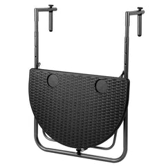 Balkontisch klappbar Hängetisch, klapptisch Balkongeländer, 3-Fach höhenverstellbarer balkontisch zum einhängen, 60 x 40 cm Halbrund Balkontisch klappbar Schwarz