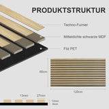 SWANEW Akustikpaneele Holz, 120x60cm, 0,72㎡, Holzpaneele, 3D Wandpaneele Akustik