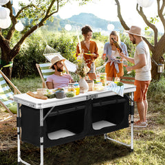 SWANEW Campingküche Küchenbox Zwei Desktops Windschutz Alu Spritzschutz Faltschrank