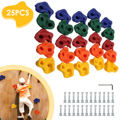 SWANEW 25 Stück Klettergriffe Kletterwände Klettersteine Kinder Outdoor bis 200 kg