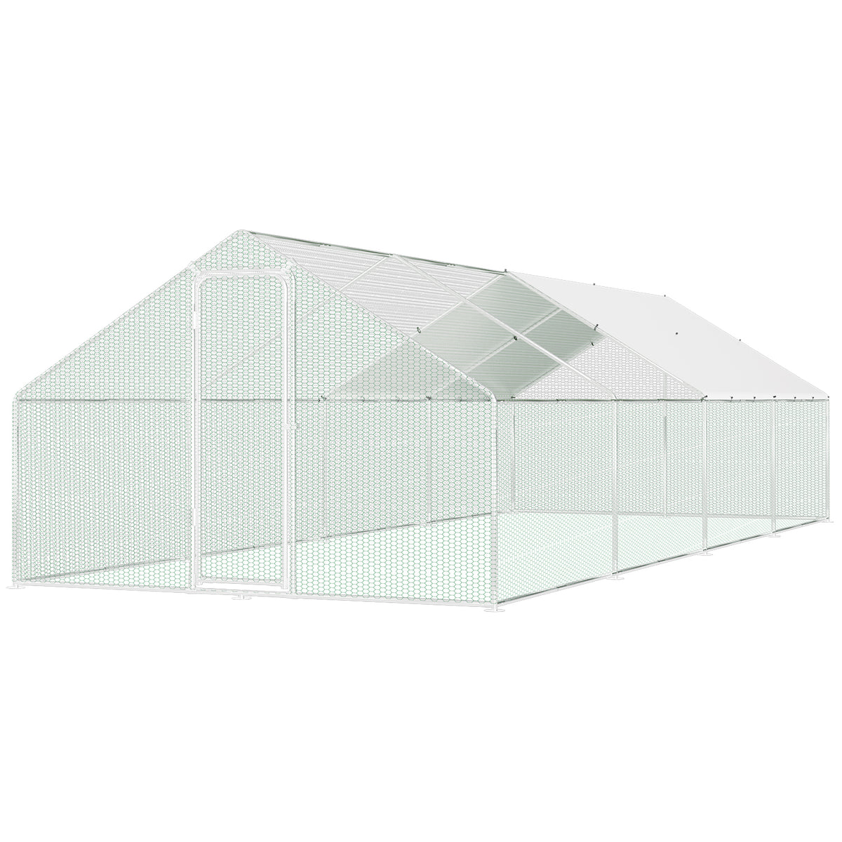 SWANEW Hühnerstall, 3x8x2m, Freilaufgehege, Kleintierstall, Voliere