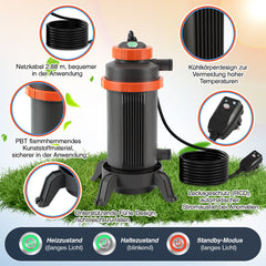 SWANEW Poolheizung Elektrisch, 3KW Pool Heizung, Warmwasser Heizung für Pools, Schnittstelle 32-38 mm