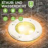 SWANEW Bodeneinbaustrahler Aussen  Warmweiß Runde Bodenstrahler, 3W IP67 WasserdichtBodenleuchte aus Edelstahl für [Energieklasse G]