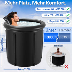 SWANEW Eisbad Eisbaden Tonne 80 cm, Faltbare Badewanne 390L,  Kältetherapie Set mit 5 Isolierschichten, Aufblasbare Eistonne-Set für Zuhause
