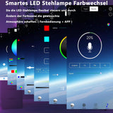 SWANEW LED-Stehlampe mit Fernbedienung und RGB-Farbwechsel, Wohnzimmer Dimmbar, 156cm Moderne weiß Stoffschirm [Energieklasse F]