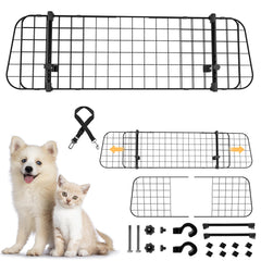 SWANEW Hundegitter Auto, Autoschutzgitter Verstellbare Breite, Kopfstützen-Hundegitter mit Sicherheitsgurt Hundeschutzgitter