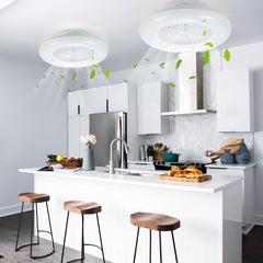 SWANEW 80W Deckenventilator mit Beleuchtung und Fernbedienung WLAN Ø55 cm, 6 Geschwindigkeiten, Dimmbar, Timer, Sommer-Winterbetrieb für Schlafzimmer Wohnzimmer [Energieklasse E]