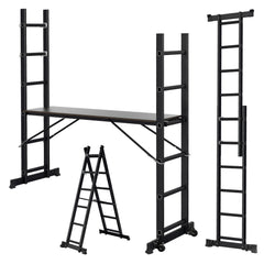 SWANEW Mehrzweckleiter, Arbeitsgerüst, bis max. 150 Kg, 4 in 1 Aluminium Leiter, 6+6 Stufen