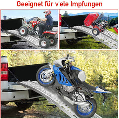 SWANEW Auffahrrampe 400kg Verladeschiene Verzinkter Stahl Antirutsch Verladerampe für Motorrad Rasentraktor Auto