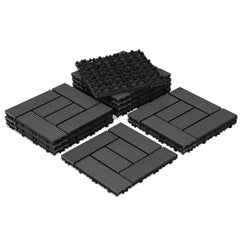 SWANEW WPC Terrassenfliesen, 30x30cm Balkon Bodenfliese, WPC Fliesen mit Klick-System, Balkonfliesen in Holzoptik, Terrassendielen Wasserfest für Terrasse