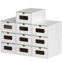 SWANEW Aufbewahrungsboxen mit Sichtfenster & Schublade, Faltbare Schuhboxen, Stapelbar Allzweckbox