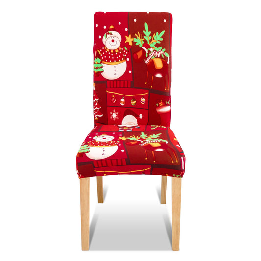SWANEW Weihnachtliche Stuhlhussen, 4/8/12er Set Elastische Universelle Stuhlüberzug