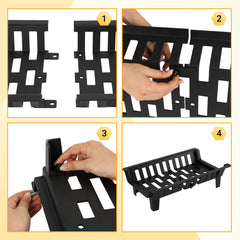 SWANEW Kaminrost Premiumqualität Gussrost Feuerbock Schwarz Ofenrost Einzelrost