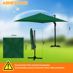 SWANEW Sonnenschirm 300 x 300 cm mit Gartenschirm mit Ständer Ampelschirm, Sonnenschutz UV50+, 360° Drehbar und Kippbar