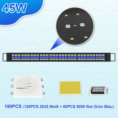 SWANEW LED Aquarium Beleuchtung 18W/30W/45W, Aquarienbeleuchtung 24/7 Modus, wasserdicht, 55-150cm, Aufsetzleuchte Vollspektrum Licht
