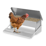 SWANEW Futterautomat für hühner Geflügel mit Deckel Futterspender, 5kg Fußpedal selbstöffnender Futtertrog automat hühnerfutter