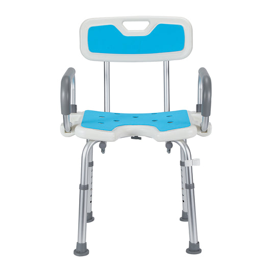 SWANEW Duschstuhl mit abnehmbaren Armen und Rückenlehne, Duschhocker für senioren, Duschsitz Höhenverstellbar 56-69cm, bis 136 kg belastbar