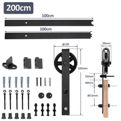 SWANEW Schiebetürbeschlag, Schiebetürsystem Set, Schiebetüren Tragfähigkeit 150kg, Schiebetür Schiene für Einzelne Holztür｜Big Wheel
