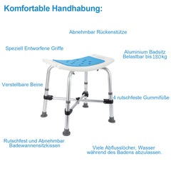 Duschstuhl mit Doppelt Verstärkter Querbalken und Kissen