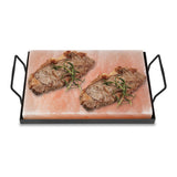 SWANEW Salzstein zum Grillen XXL, 20x30x3cm Salz Grillsteine Mit Eisenplatte, Wiederverwendbar Salzgrillstein, Original Kristallsalz aus dem Vorgebirge, Salzplatte zum Grillen für BBQ