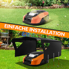 SWANEW Mähroboter Garage, Garage für Robotermäher, Verzinktes Blech, 78x60x34cm, Carport Überdachung für Rasenroboter
