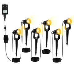 SWANEW LED Gartenbeleuchtung mit Erdspieß, 6er Set Gartenstrahler Warmweiß, Gartenleuchte IP65 Wasserdicht, Gartenlampe Wegbeleuchtung mit Stecker