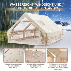 SWANEW Aufblasbares Zelt, Campingzelt, Familienzelt mit Fenster und Tür, 6.3㎡/12㎡