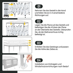 SWANEW Faltpavillon, 3x6m Pop Up Pavillon, Gazebo mit Zentralverriegelung, Höhenverstellbarer Partyzelt