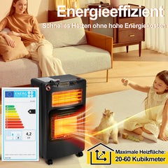 SWANEW Gasheizer 4200W & Elektroheizung 1260W, Elektrische Gas-Zweizweckheizgeräte, Infrarot Heizstrahler, Heizstrahler Gasheizgerät mit 3 Schutzvorrichtungen [Energieklasse A]